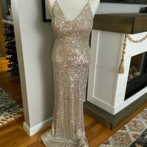 Silver sequin floor length gown